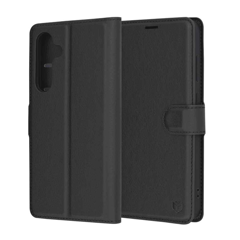 Hoes voor Samsung Galaxy S24 FE S721, Techsuit, Leather Folio, Zwart