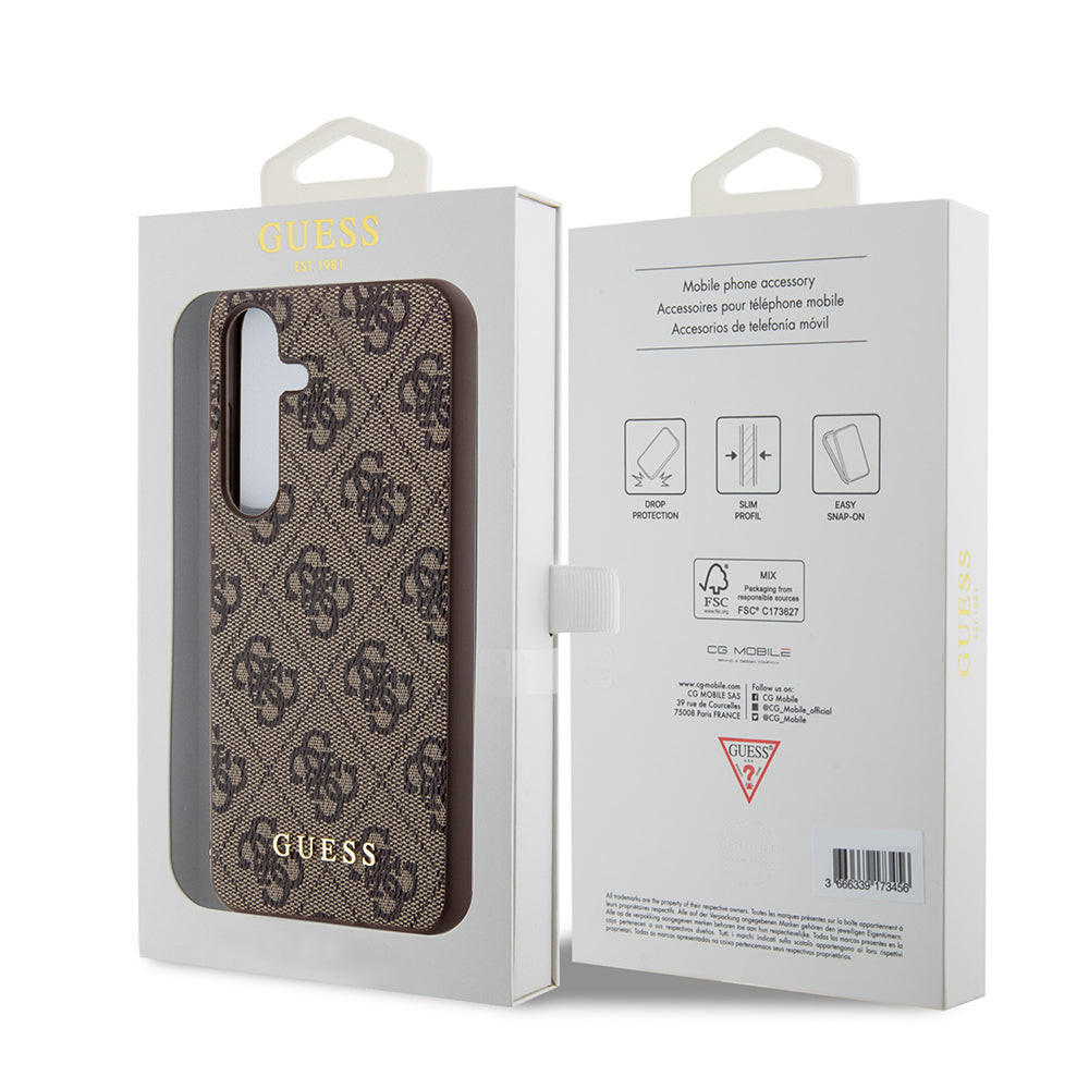 Étui pour Samsung Galaxy S24+ S926, Guess, Logo Or Métallique 4G, Marron
