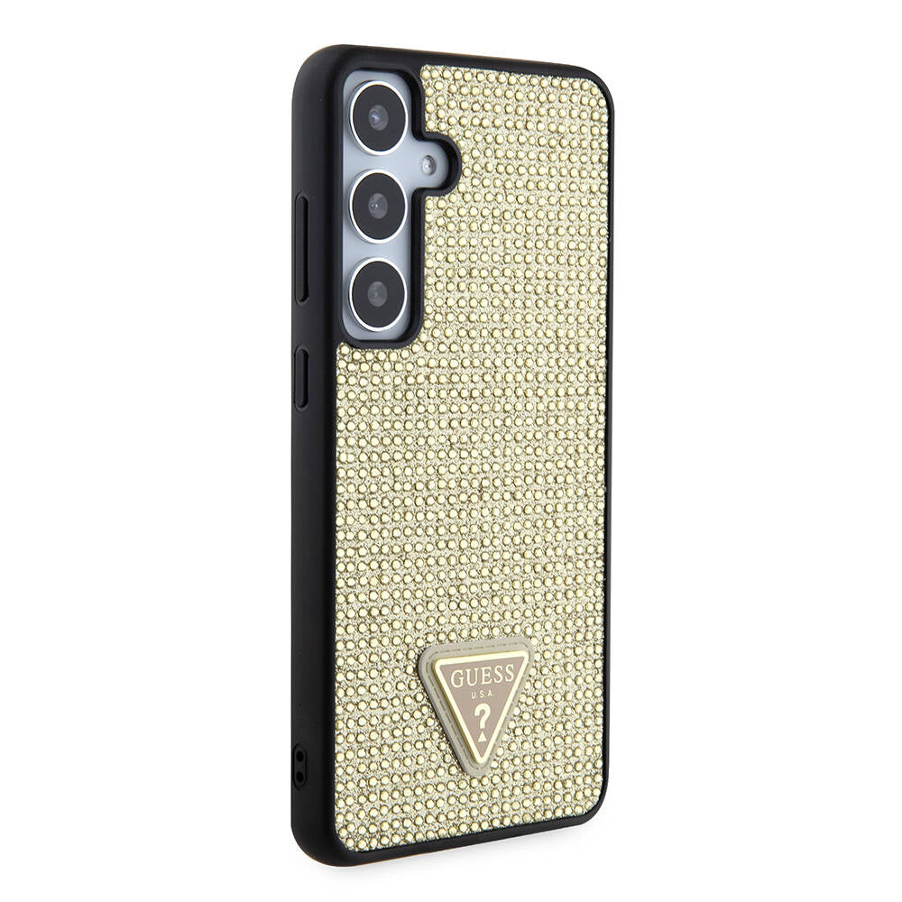 Étui pour Samsung Galaxy S24+ S926, Guess, logo triangle en strass, doré