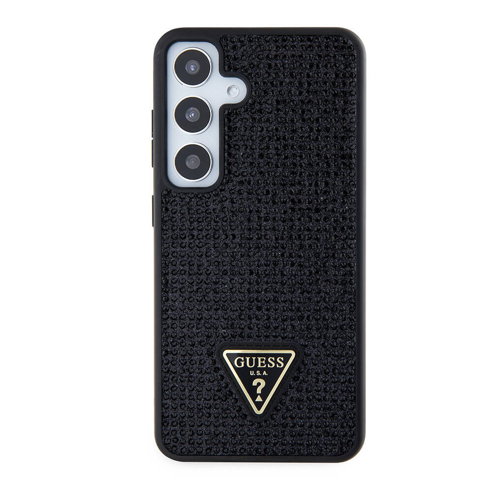 Étui pour Samsung Galaxy S24+ S926, Guess, logo triangle en strass, Noir