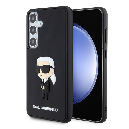 Hoes voor Samsung Galaxy S24+ S926, Karl Lagerfeld, 3D Rubber Ikonik Karl, Zwart