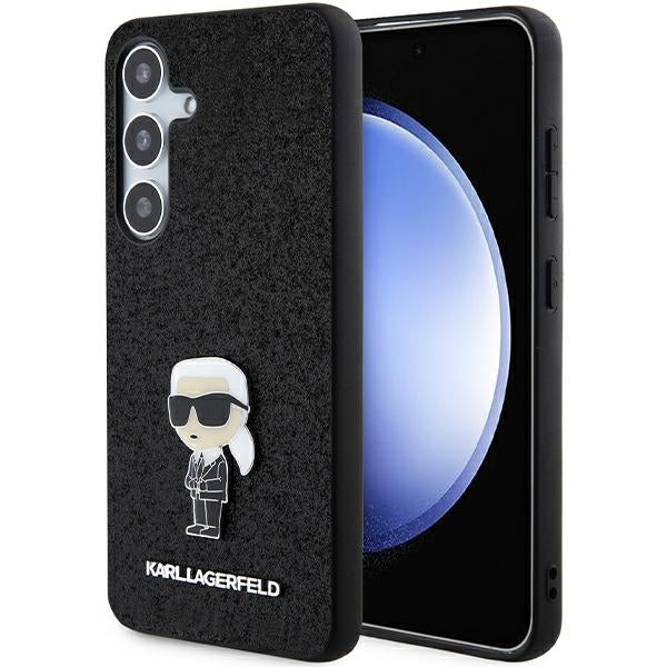 Hülle für Samsung Galaxy S24+ S926, Karl Lagerfeld, Glitter Ikonik Karl Logo, Schwarz