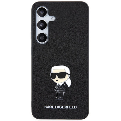 Hülle für Samsung Galaxy S24+ S926, Karl Lagerfeld, Glitter Ikonik Karl Logo, Schwarz
