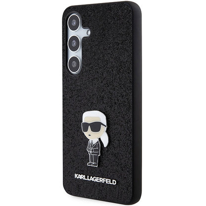 Hülle für Samsung Galaxy S24+ S926, Karl Lagerfeld, Glitter Ikonik Karl Logo, Schwarz