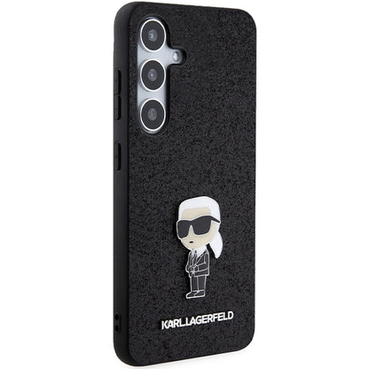 Hülle für Samsung Galaxy S24+ S926, Karl Lagerfeld, Glitter Ikonik Karl Logo, Schwarz