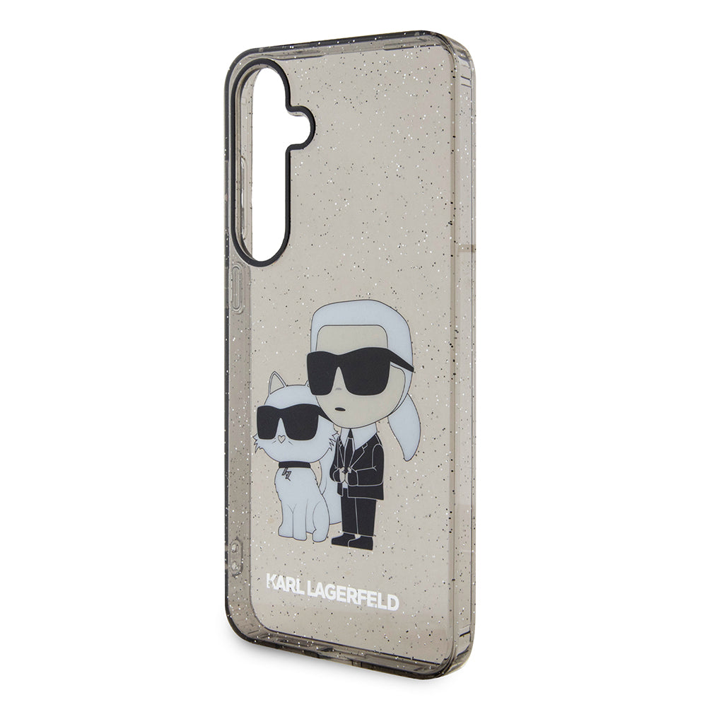 Hoes voor Samsung Galaxy S24+ S926, Karl Lagerfeld, Glitter Karl & Choupette, Blauw