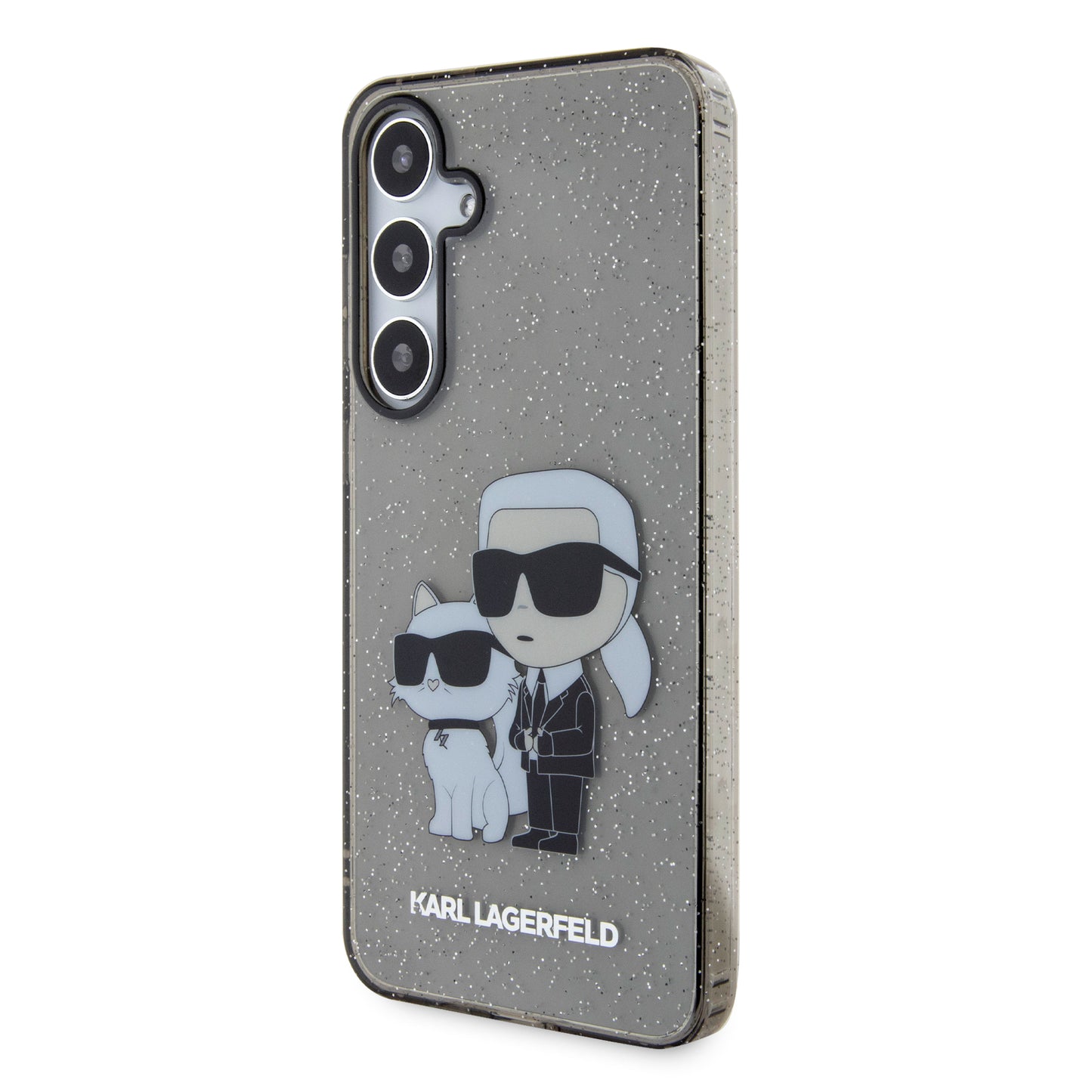 Hoes voor Samsung Galaxy S24+ S926, Karl Lagerfeld, Glitter Karl & Choupette, Blauw