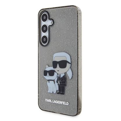 Hoes voor Samsung Galaxy S24+ S926, Karl Lagerfeld, Glitter Karl & Choupette, Blauw