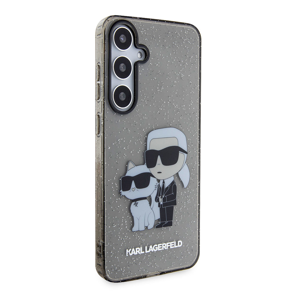 Hoes voor Samsung Galaxy S24+ S926, Karl Lagerfeld, Glitter Karl & Choupette, Blauw