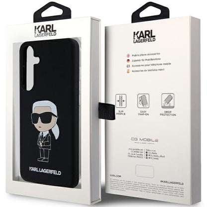 Étui pour Samsung Galaxy S24+ S926, Karl Lagerfeld, Silicone Ikonik NFT, Noir