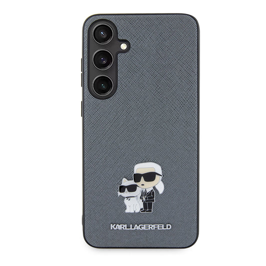 Hoes voor Samsung Galaxy S24+ S926, Karl Lagerfeld, Saffiano Karl & Choupette Metal, Gri