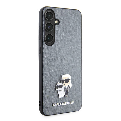 Hoes voor Samsung Galaxy S24+ S926, Karl Lagerfeld, Saffiano Karl & Choupette Metal, Gri