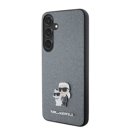Hoes voor Samsung Galaxy S24+ S926, Karl Lagerfeld, Saffiano Karl & Choupette Metal, Gri