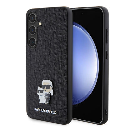 Hoes voor Samsung Galaxy S24+ S926, Karl Lagerfeld, Saffiano Karl & Choupette Metal, Zwart