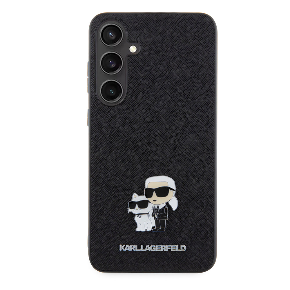 Hoes voor Samsung Galaxy S24+ S926, Karl Lagerfeld, Saffiano Karl & Choupette Metal, Zwart