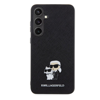 Hoes voor Samsung Galaxy S24+ S926, Karl Lagerfeld, Saffiano Karl & Choupette Metal, Zwart