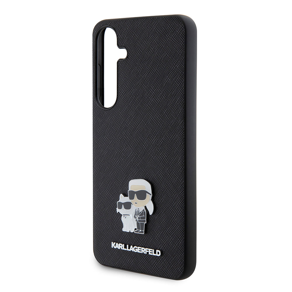 Hoes voor Samsung Galaxy S24+ S926, Karl Lagerfeld, Saffiano Karl & Choupette Metal, Zwart