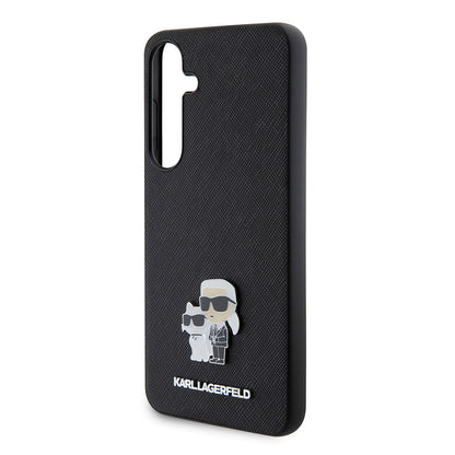 Hoes voor Samsung Galaxy S24+ S926, Karl Lagerfeld, Saffiano Karl & Choupette Metal, Zwart