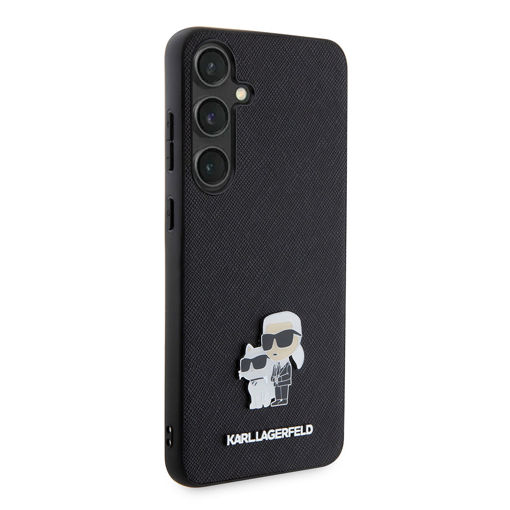 Hoes voor Samsung Galaxy S24+ S926, Karl Lagerfeld, Saffiano Karl & Choupette Metal, Zwart