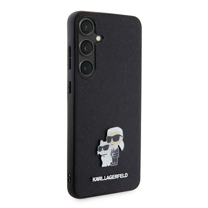 Hoes voor Samsung Galaxy S24+ S926, Karl Lagerfeld, Saffiano Karl & Choupette Metal, Zwart