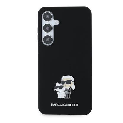 Étui pour Samsung Galaxy S24+ S926, Karl Lagerfeld, Silicone Karl & Choupette Métal, Noir