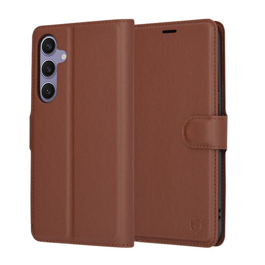 Coque pour Samsung Galaxy S24+ S926, Techsuit, Leather Folio, Marron