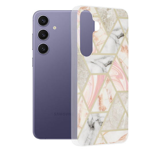 Coque pour Samsung Galaxy S24+ S926, Techsuit, Marble, Rose