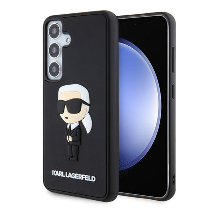 Étui pour Samsung Galaxy S24 S921, Karl Lagerfeld, 3D Rubber Ikonik Karl, Noir.