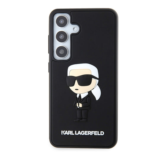 Hülle für Samsung Galaxy S24 S921, Karl Lagerfeld, 3D Rubber Ikonik Karl, Schwarz