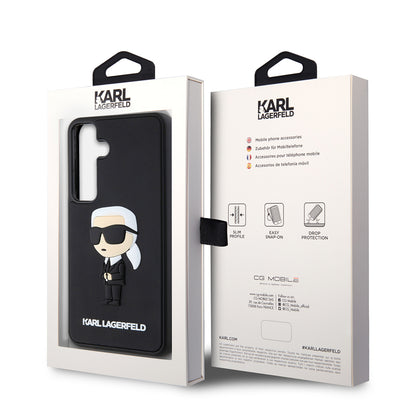 Étui pour Samsung Galaxy S24 S921, Karl Lagerfeld, 3D Rubber Ikonik Karl, Noir.