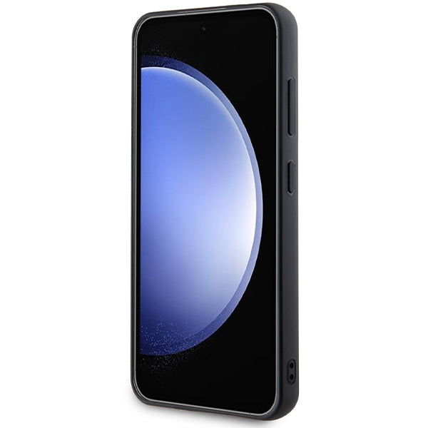 Housse pour Samsung Galaxy S24 S921, Karl Lagerfeld, Plaque Métallique Strass, Noire