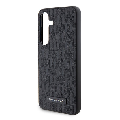 Étui pour Samsung Galaxy S24 S921, Karl Lagerfeld, Saffiano Mono Metal Logo, Noir