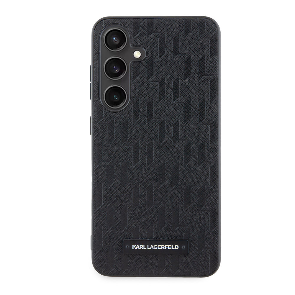 Étui pour Samsung Galaxy S24 S921, Karl Lagerfeld, Saffiano Mono Metal Logo, Noir