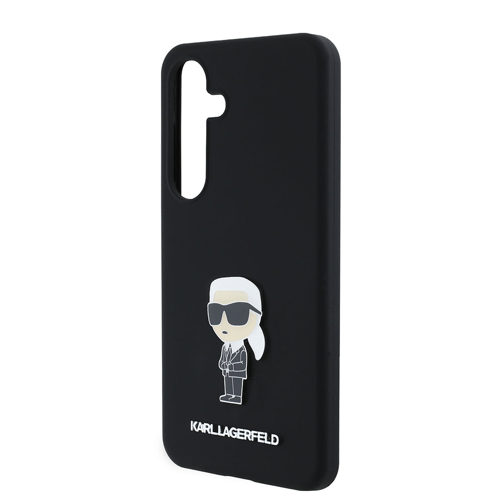 Étui pour Samsung Galaxy S24 S921, Karl Lagerfeld, Silicone Ikonik Karl Metal, Noir