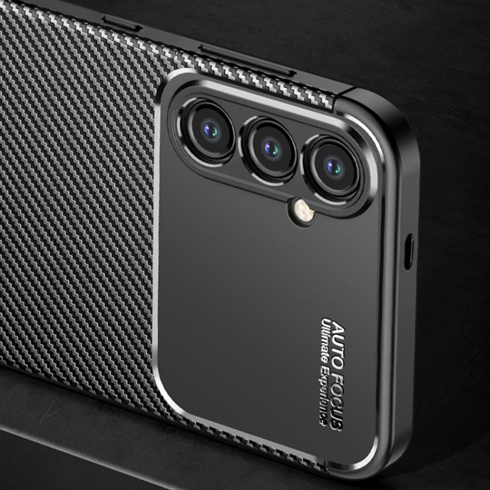 Hoes voor Samsung Galaxy S24 S921, Techsuit, CarbonFiber, Zwart