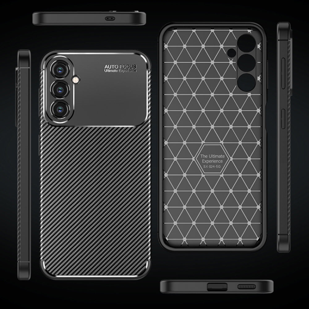 Hoes voor Samsung Galaxy S24 S921, Techsuit, CarbonFiber, Zwart