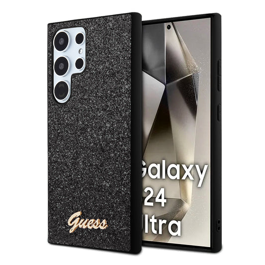 Étui pour Samsung Galaxy S24 Ultra S928, Guess, Glitter Script, Noir