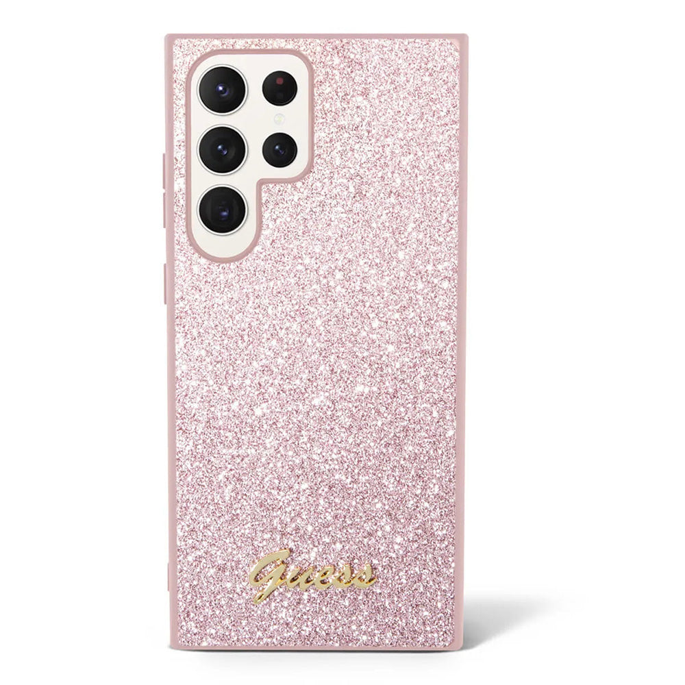 Étui pour Samsung Galaxy S24 Ultra S928, Guess, Glitter Script, Rose