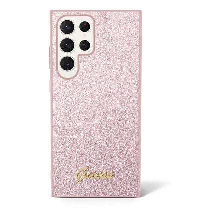 Étui pour Samsung Galaxy S24 Ultra S928, Guess, Glitter Script, Rose
