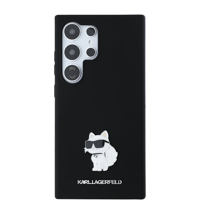 Étui pour Samsung Galaxy S24 Ultra S928, Karl Lagerfeld, Silicone Choupette Metal, Noir