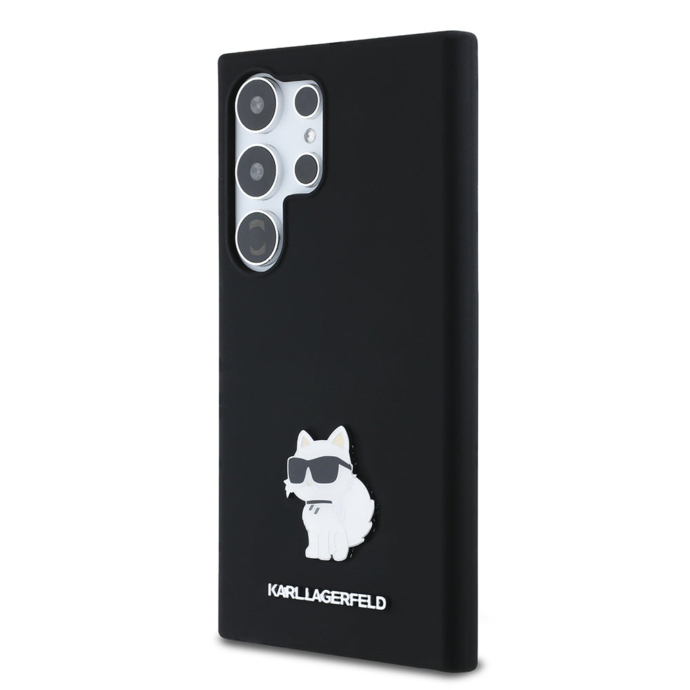 Étui pour Samsung Galaxy S24 Ultra S928, Karl Lagerfeld, Silicone Choupette Metal, Noir