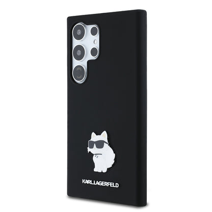 Étui pour Samsung Galaxy S24 Ultra S928, Karl Lagerfeld, Silicone Choupette Metal, Noir