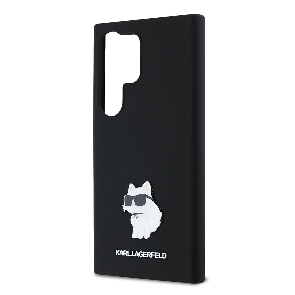 Étui pour Samsung Galaxy S24 Ultra S928, Karl Lagerfeld, Silicone Choupette Metal, Noir