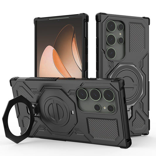 Hoes voor Samsung Galaxy S24 Ultra S928, Techsuit, Carbon Shield Pro, Zwart