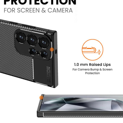 Hülle für Samsung Galaxy S24 Ultra S928, Techsuit, CarbonFiber, Schwarz