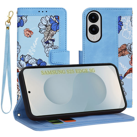 Coque pour Samsung Galaxy S25 Edge S937, Techsuit, FlipCraft, Bleu