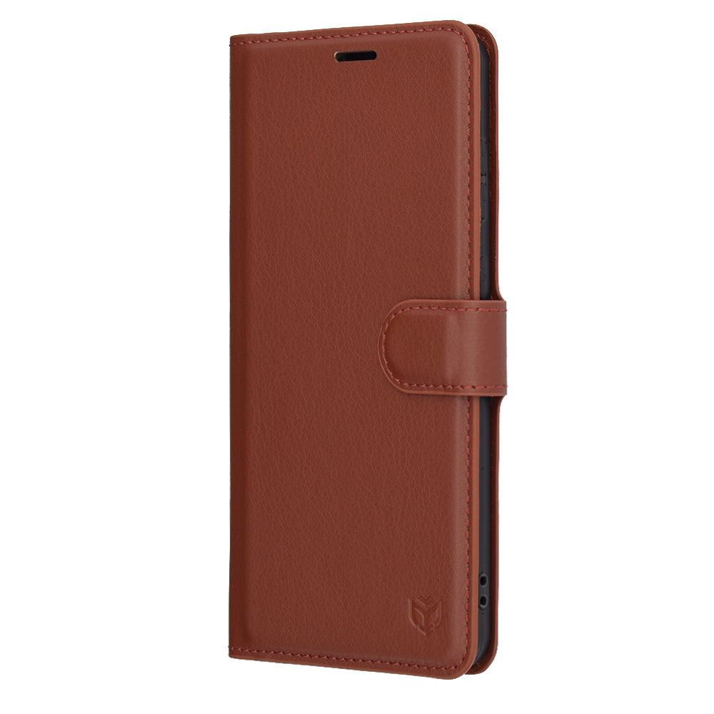 Hülle für Samsung Galaxy S25 Edge S937, Techsuit, Leder-Folio, Braun
