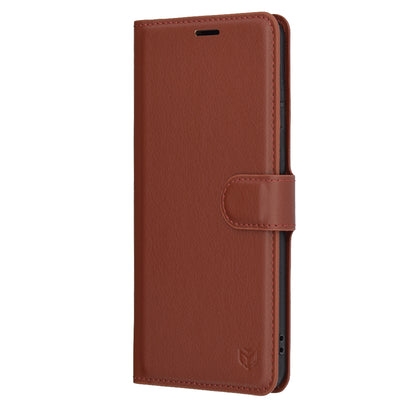 Hülle für Samsung Galaxy S25 Edge S937, Techsuit, Leder-Folio, Braun