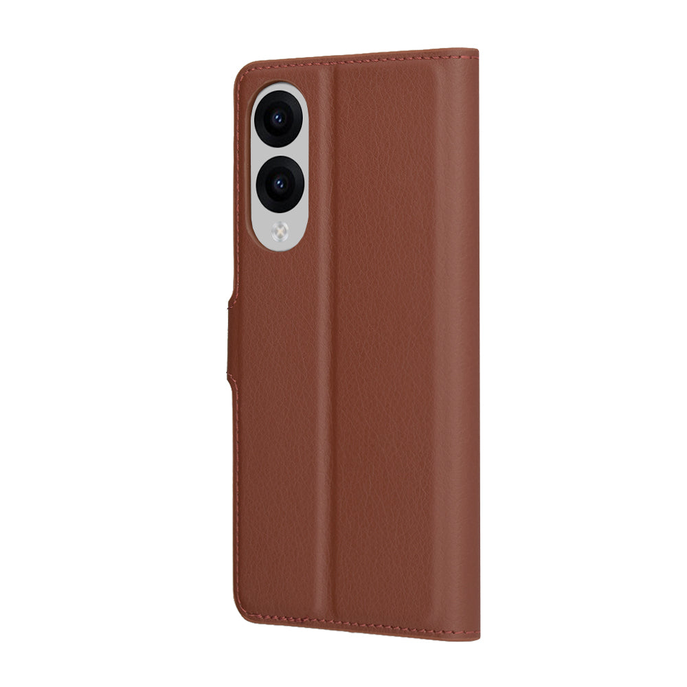 Hülle für Samsung Galaxy S25 Edge S937, Techsuit, Leder-Folio, Braun