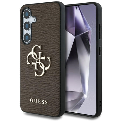 Étui pour Samsung Galaxy S25+ S936, Guess, 4G Grained Big and Classic Logo, Marron